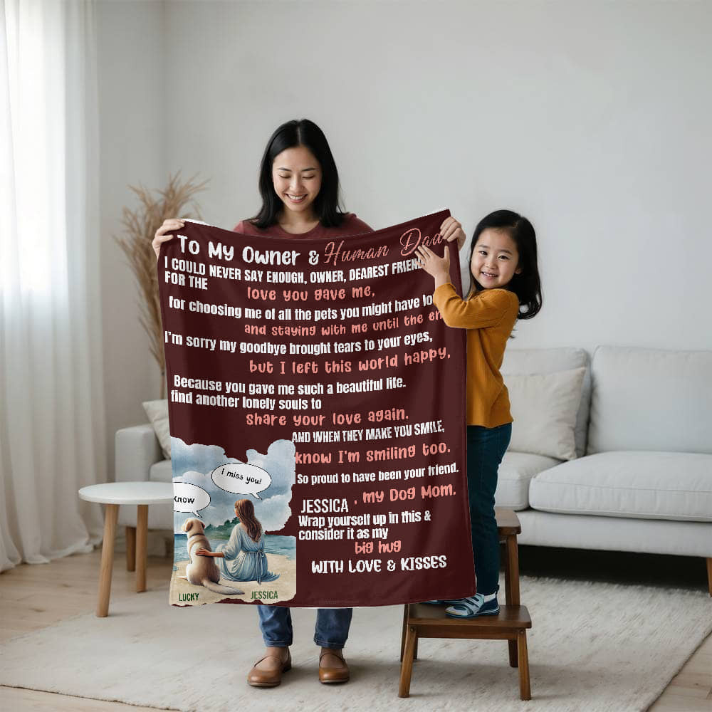 A Personalized Owner, Dear Friend Memorial Dog Sherpa or Fleece Blanket