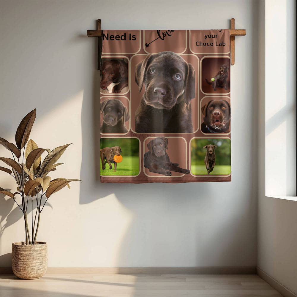 A Photo Personalized Dog Sherpa or Fleece Blanket