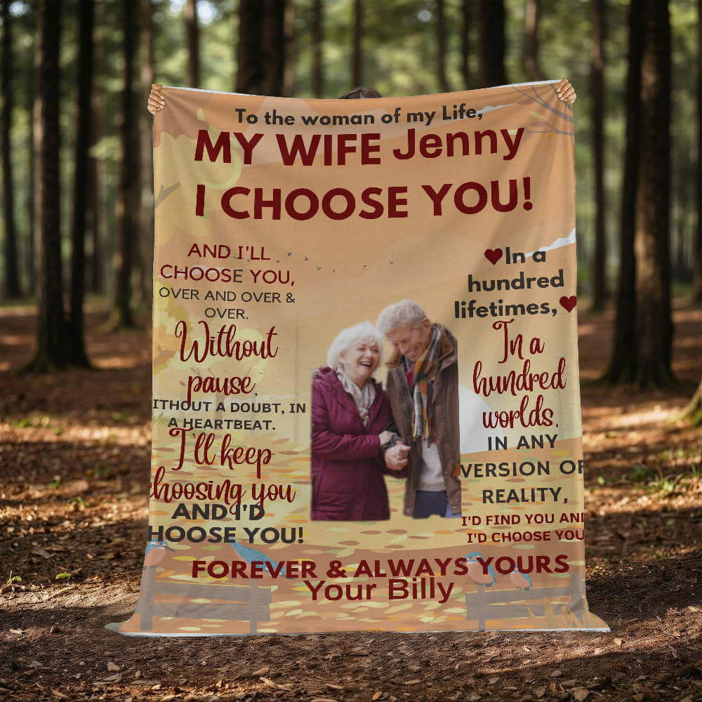 A Personalized I Choose You Sherpa or Fleece Blanket for Older Couple