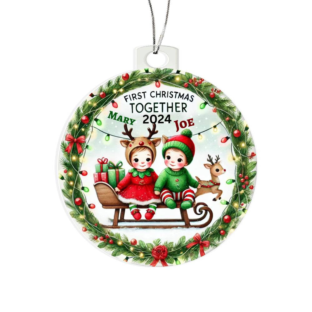 Personalized Ornament For Twin Girl Boy First Christmas Newborn Babies Custom Names Year Holiday Family Keepsake Tree Décor acrylic Plaque