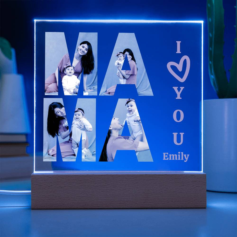 Custom Photo Mama Love Acrylic Plaque Gift for Mom
