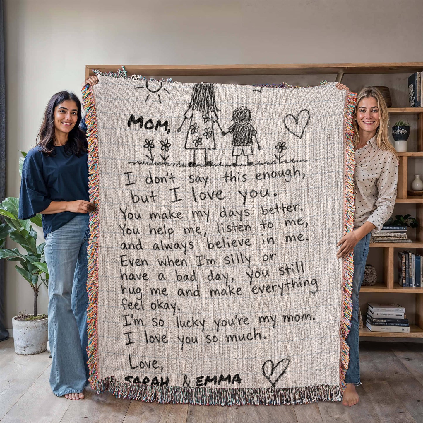 Personalized Mom Blanket from Daughter | Handwritten Letter Blanket | Custom Name Gift for Mom | Emotional Gift for Mother