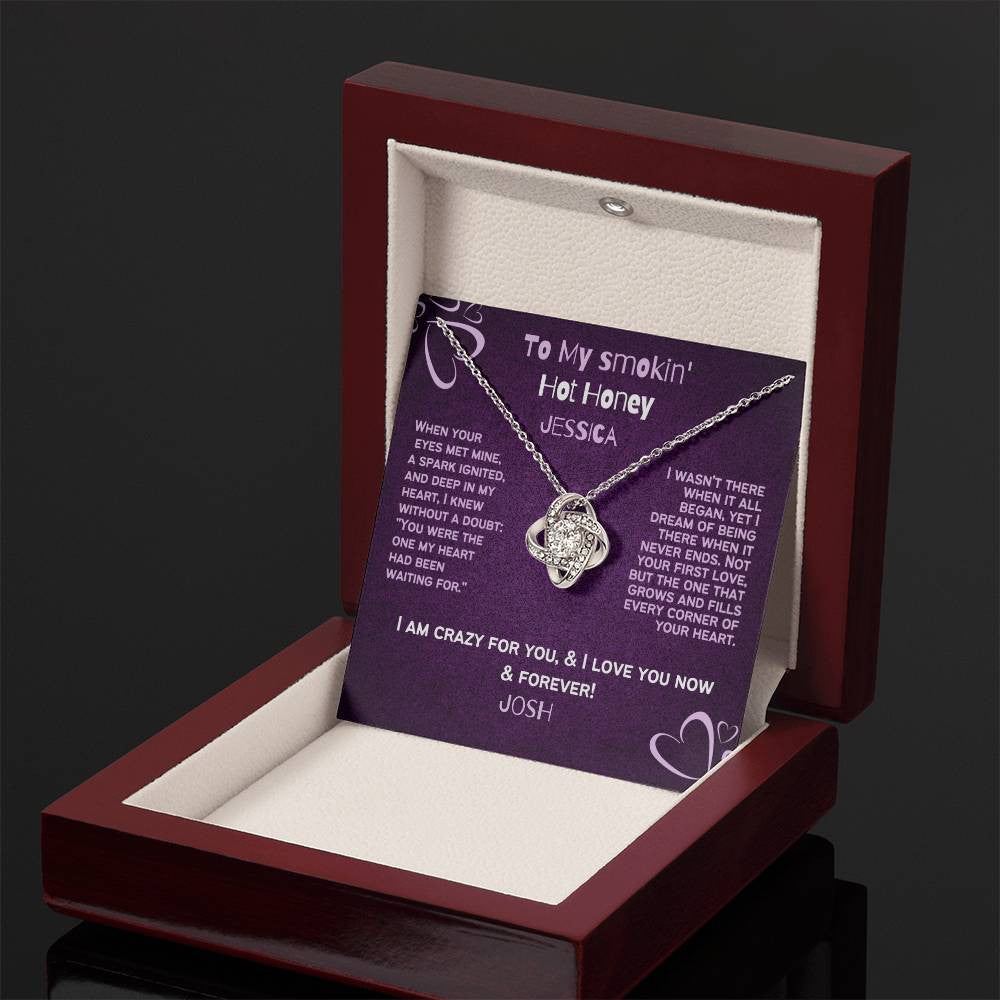 A Hot Honey Love Knot Necklace for Wife, Girlfriend, Partner or Sweetheart (Yellow & White Gold Variants)