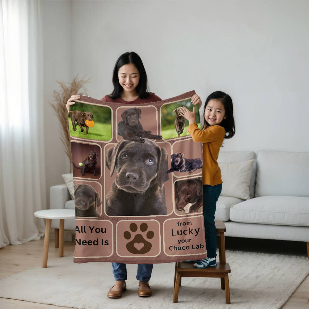 A Personalized Dog Photo Sherpa or Fleece Blanket