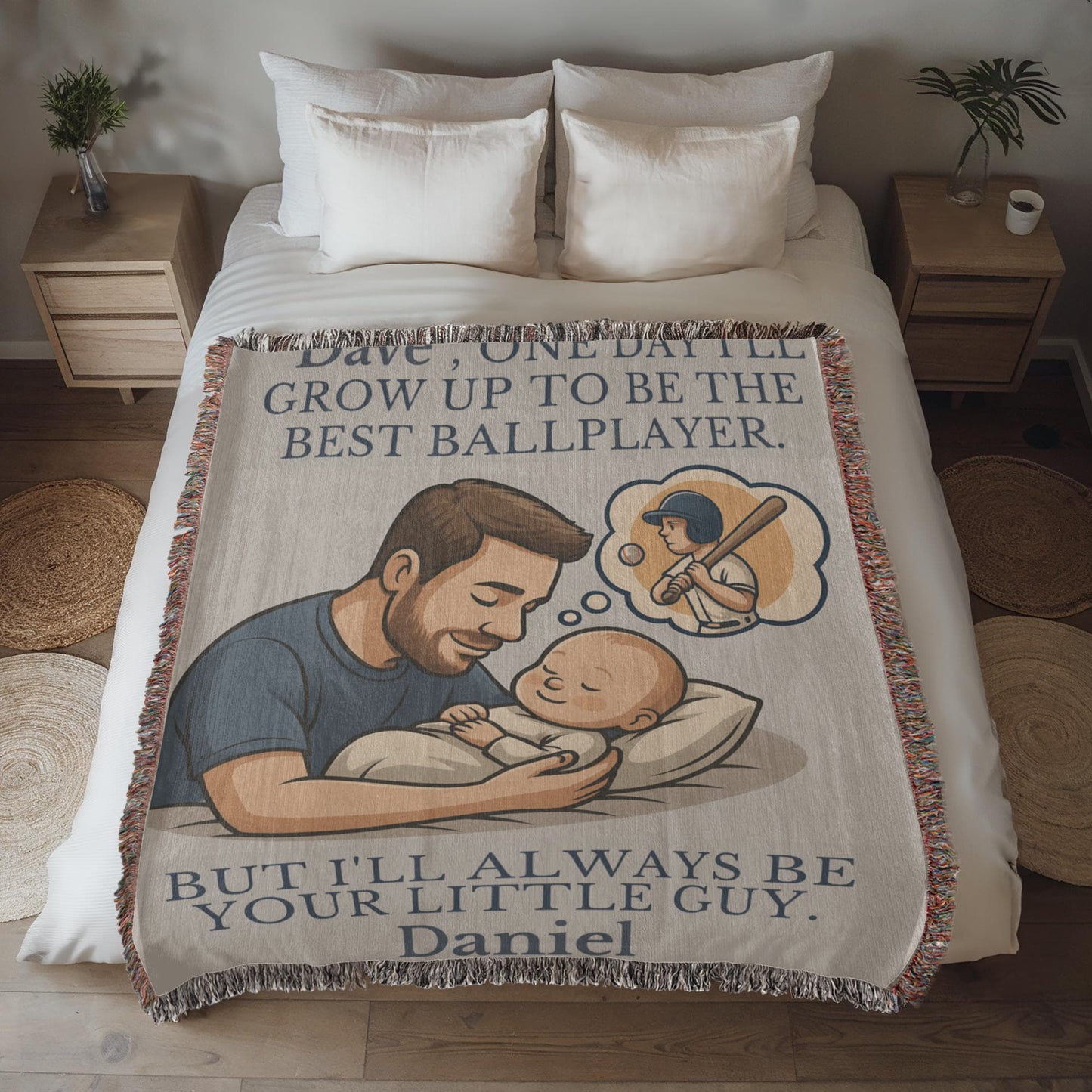 Love Custom Sherpa Fleece Woven Blanket for Dad