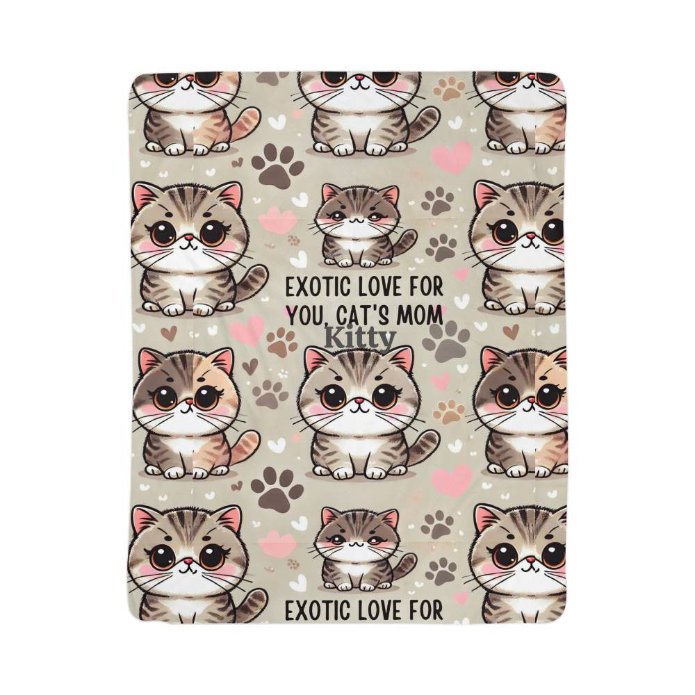 Personalized Cat Mom Christmas Sherpa and or Fleece Blanket Custom Exotic Short-Haired Cat Throws Bundle