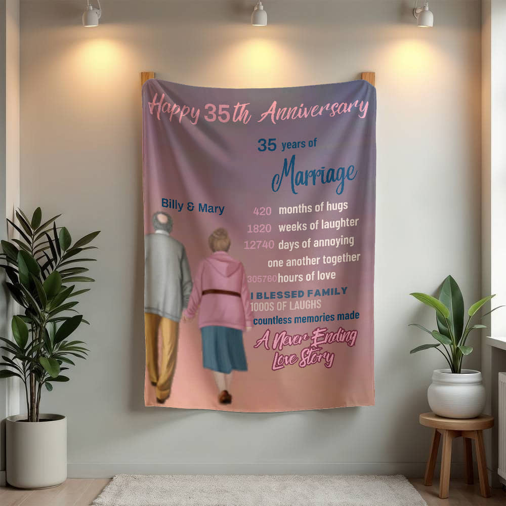 A Personalized Anniversary Older Couple Sherpa or Fleece Blanket