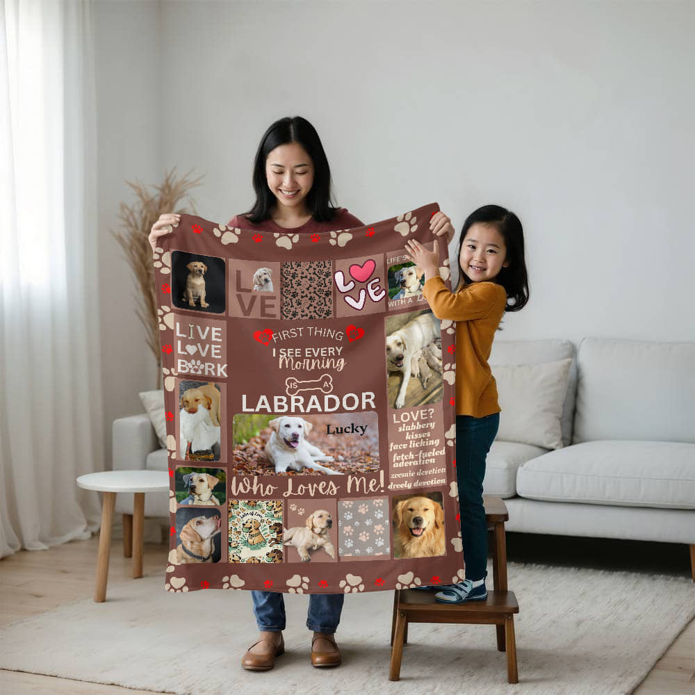 A Photo Personalized Dog Sherpa or Fleece Blanket