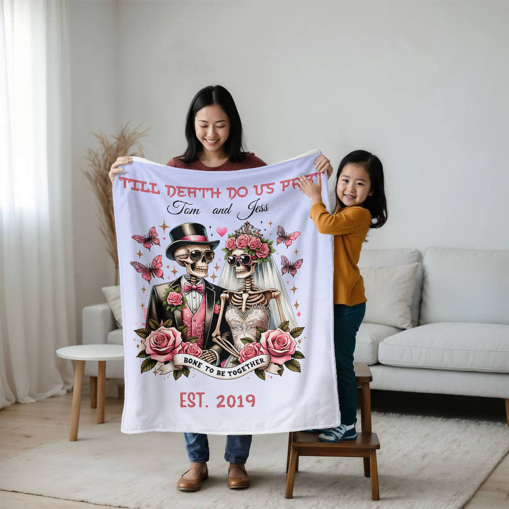 A Skeleton Love Sherpa or Fleece Blanket
