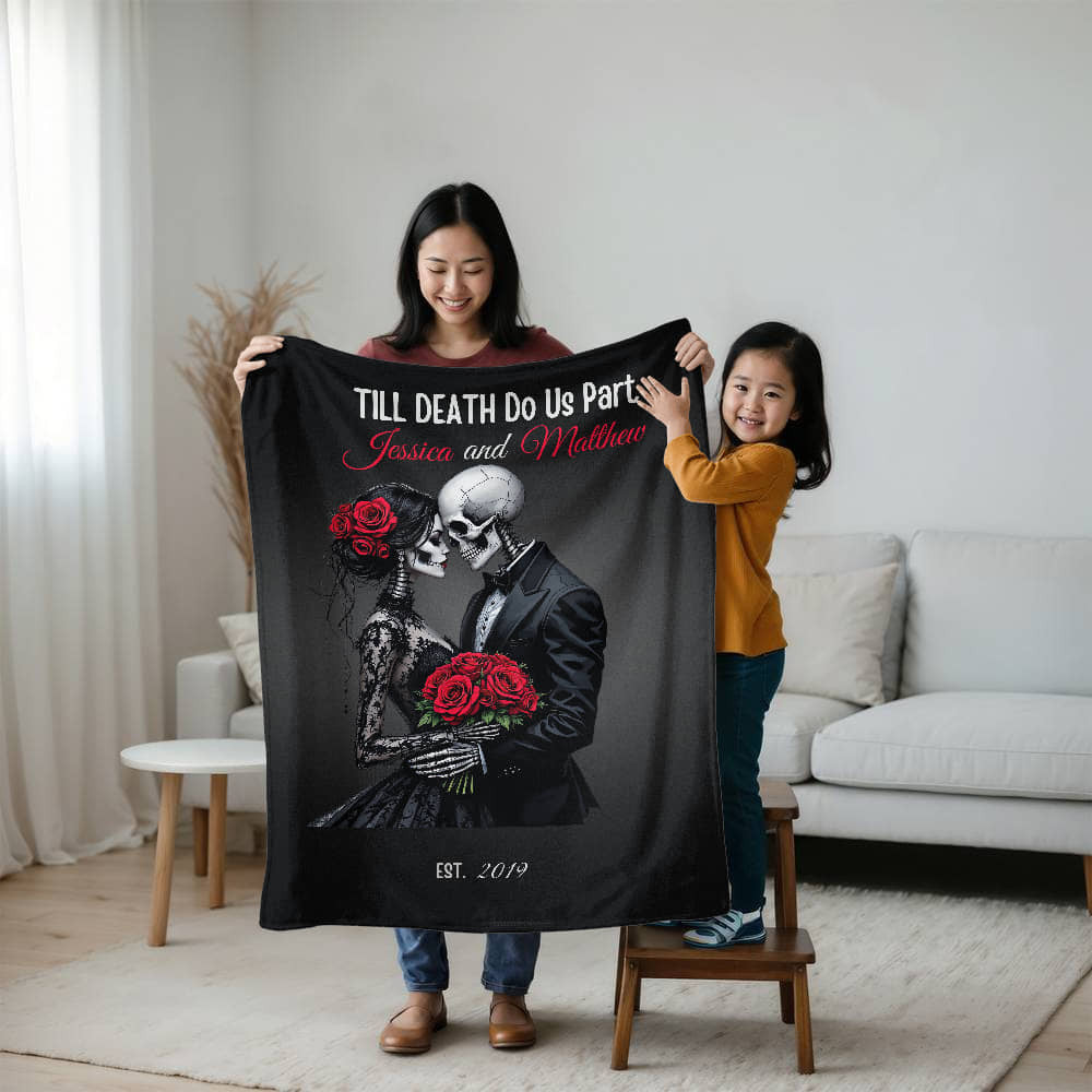 A Skeleton Personalized Love Sherpa or Fleece Blanket