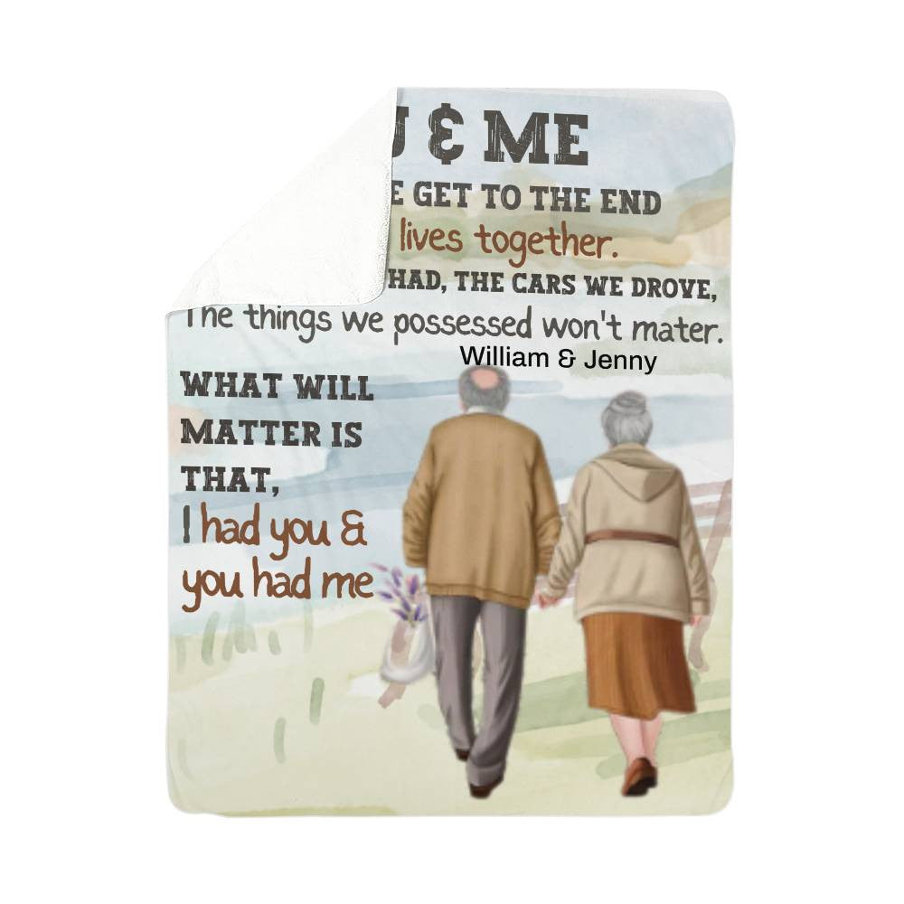A Personalized Old Couple Sherpa or Fleece Blanket