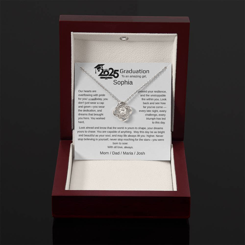 A Graduation Personalized Necklace Gift for a Woman.