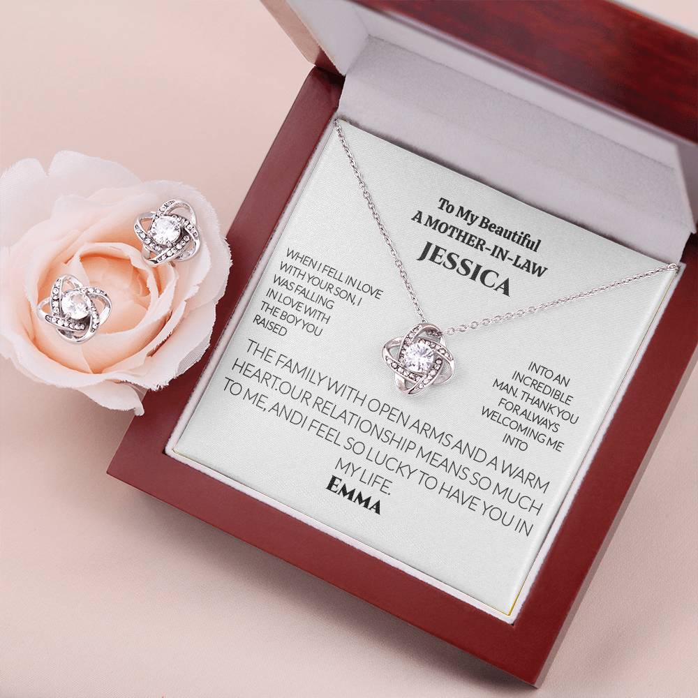 A Custom Love Earring & Necklace SetGift for Mom-In-Law