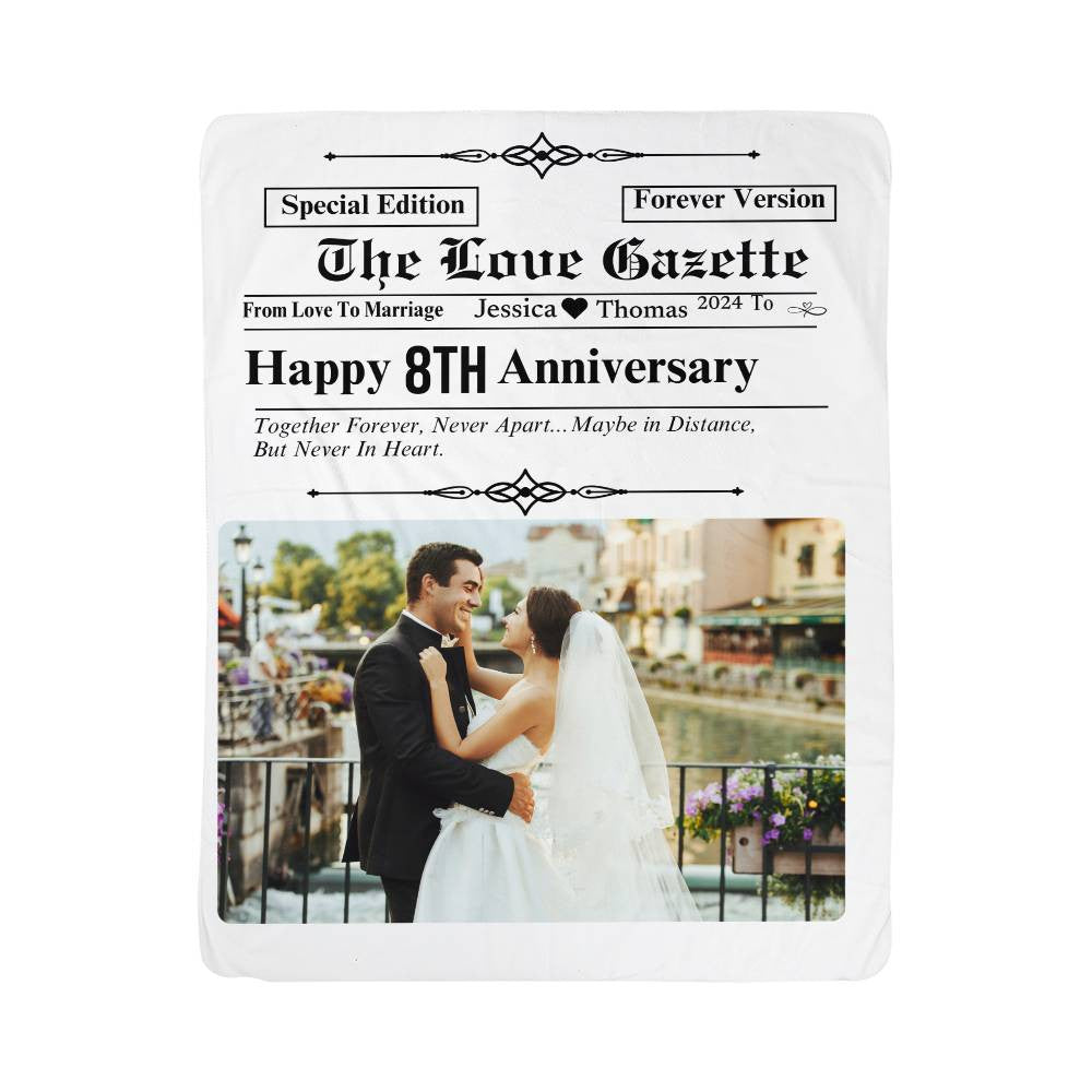 A Personalized Newspaper Love Sherpa or Fleece Blanket
