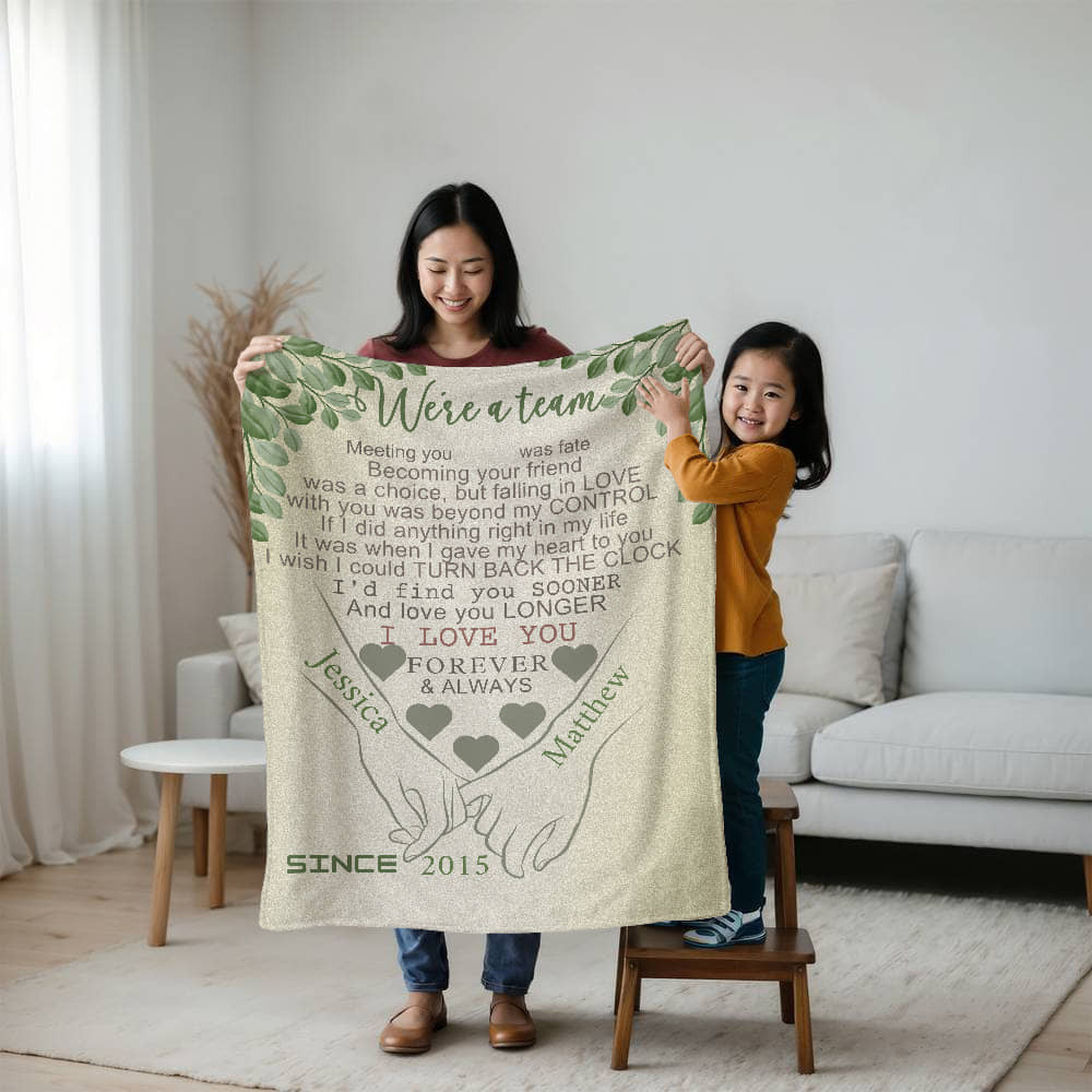 A We Are a Team Love Sherpa or Fleece Blanket