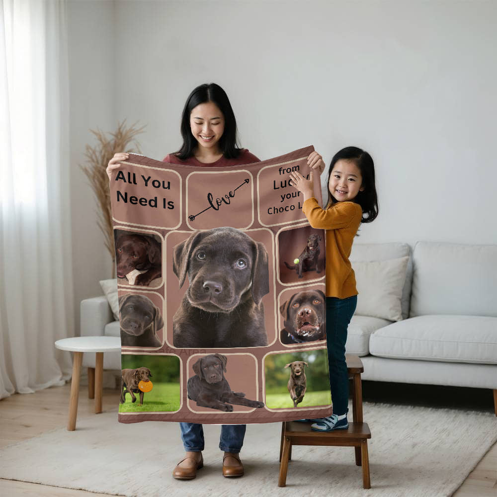 A Photo Personalized Dog Sherpa or Fleece Blanket