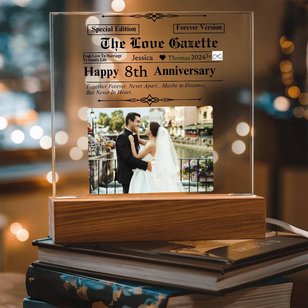 A Personalized Love Gazette Acrylic Square Plaque