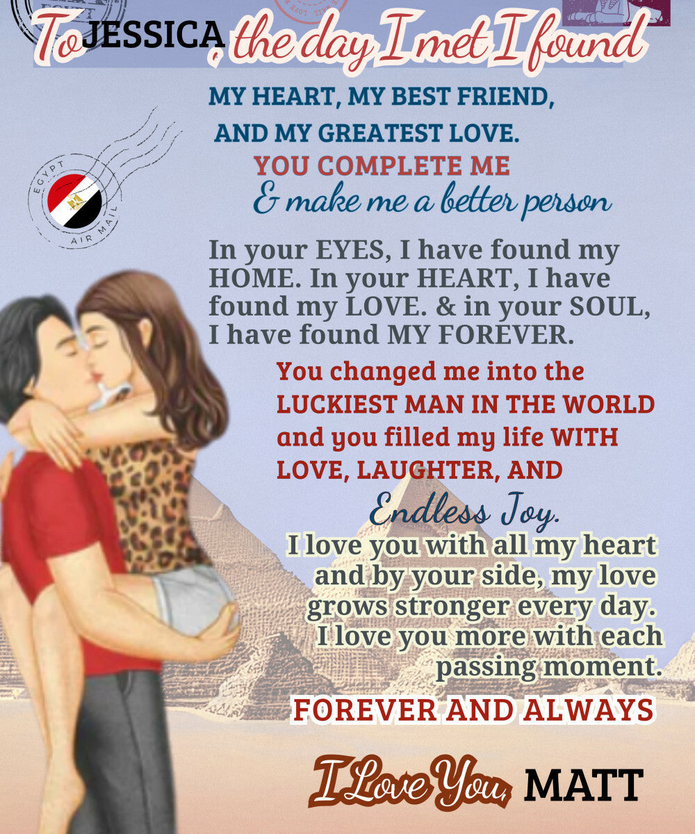 A Love Letter from Egypt to my Wife, Girlfriend or Partner, a Sherpa, Fleece or Woven Blanket