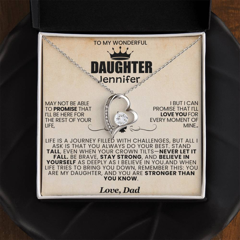 To My Princess Daughter Forever Love Necklace vintage and black