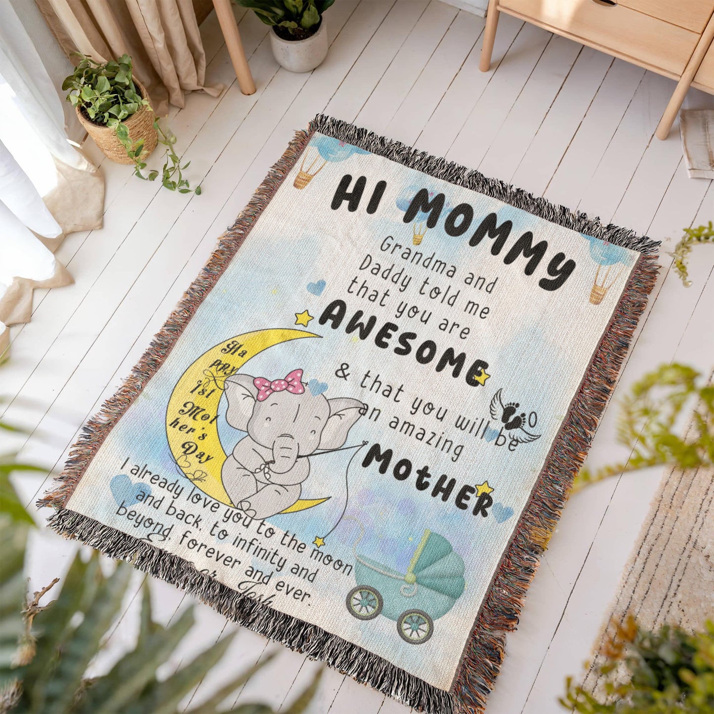 A Custom Fleece Blanket for a New Mom.