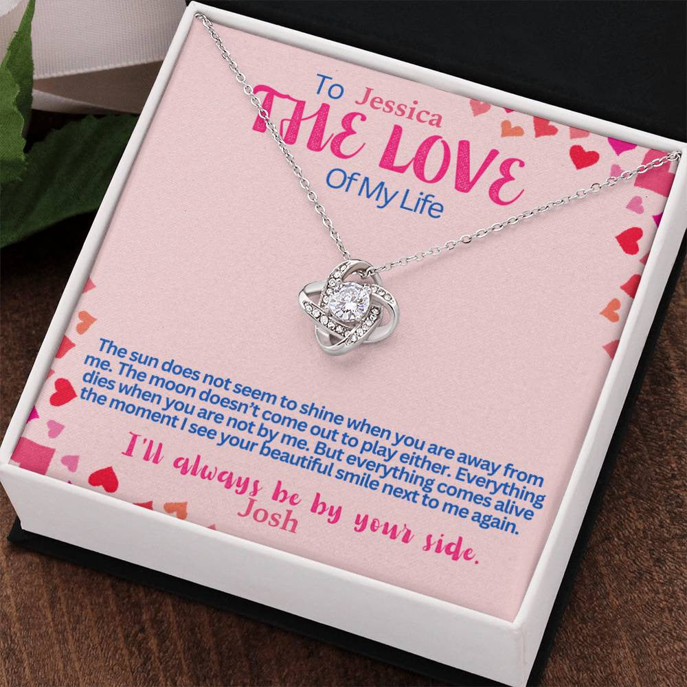 A Love Message and Love Knot Necklace (Yellow & White Gold Variants) from your Husband, Boyfriend or Sweetheart