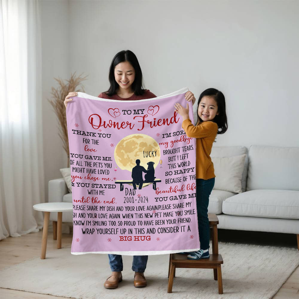 A Personalized Owner Dear Friend Dog Memorial Sherpa or Fleece Blanket