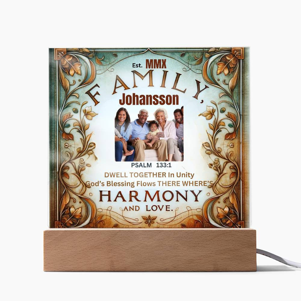 Personalized Catholic Family Gift With Inspirational Biblical Quote Home Acrylic Plaquet with Inspirational Religious Lighted Table Home Art