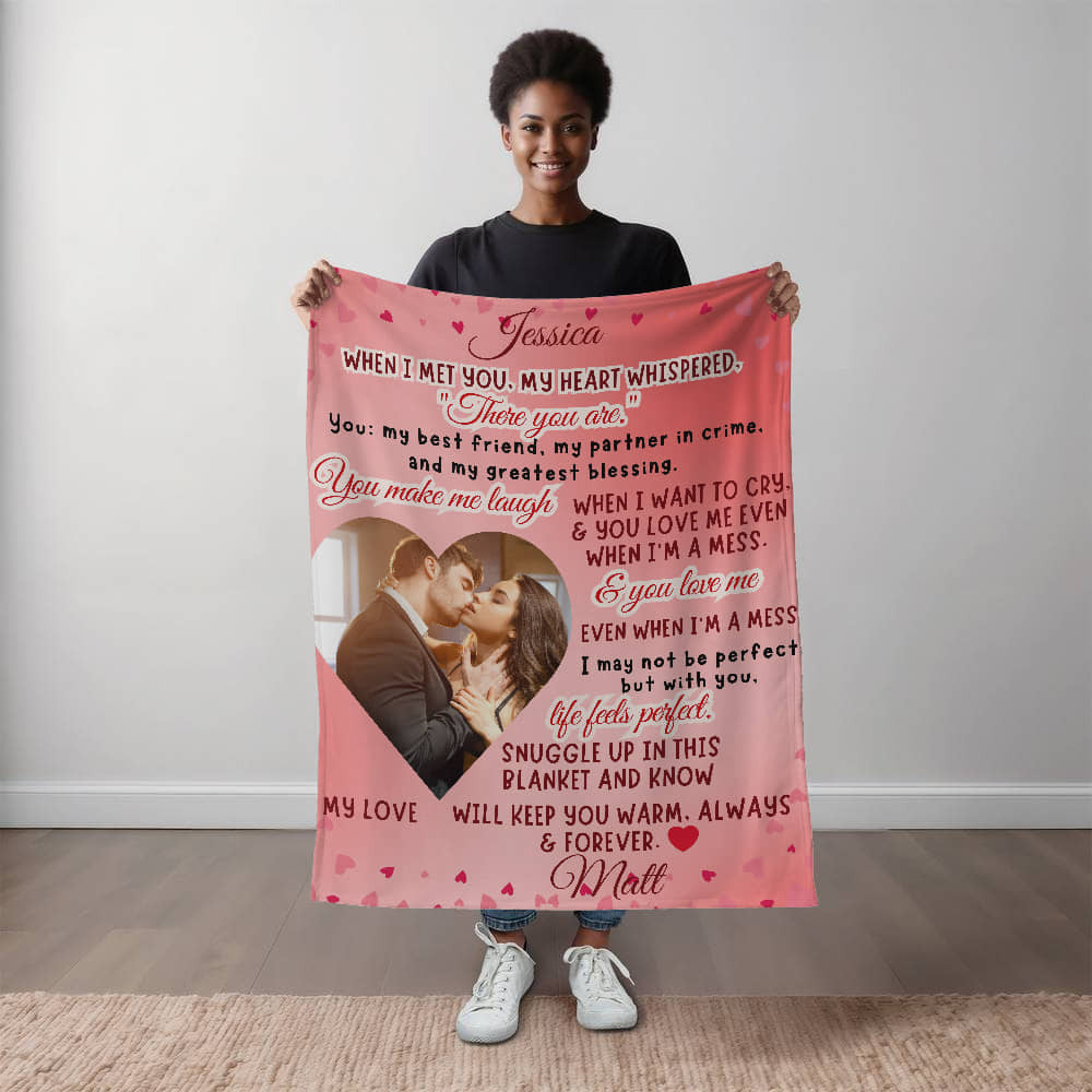 Heart Love Sherpa Fleece Blanket for Wife, Girlfriend, Partner or Soulmate
