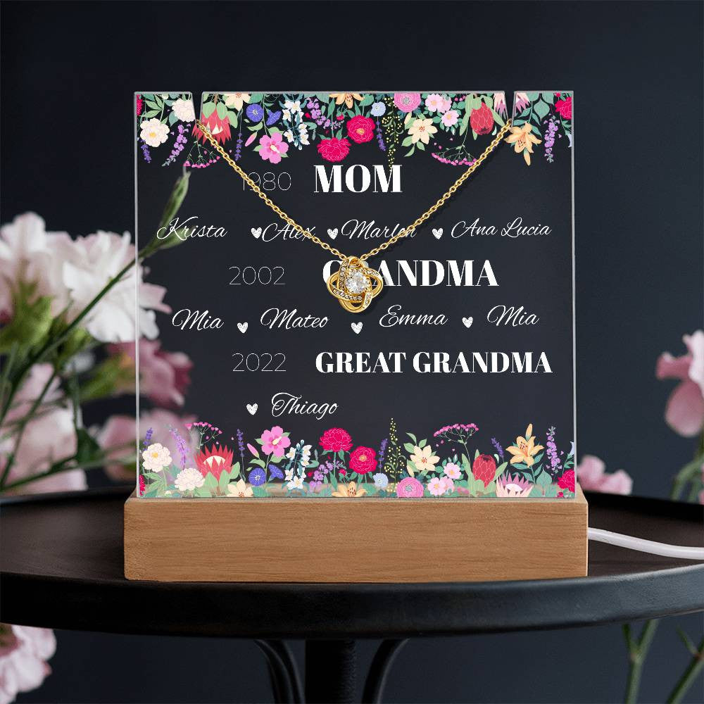 Personalized Gift Acrylic Necklace Bundle for Mom, Grandma and Greatgrandma