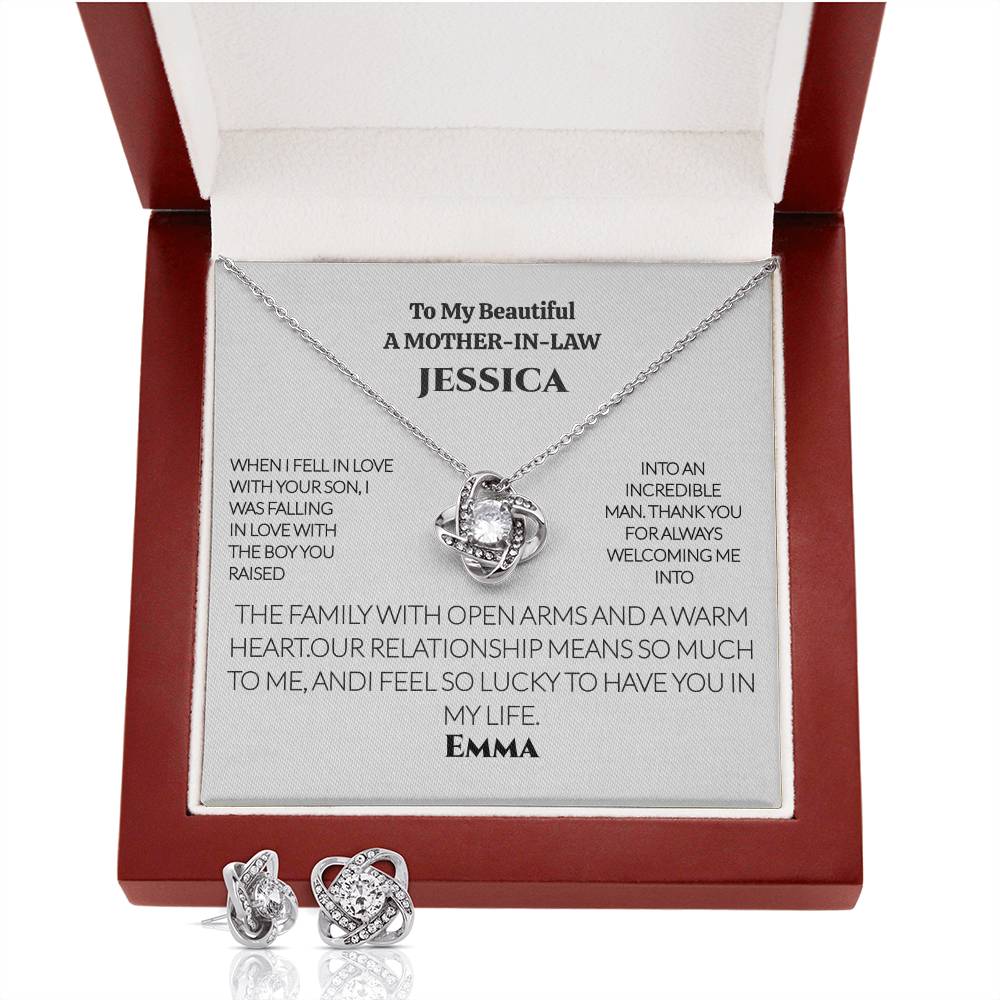 A Custom Love Earring & Necklace SetGift for Mom-In-Law