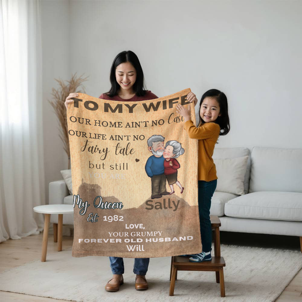 A No Castle Love Sherpa or Fleece Blanket for Older Couples