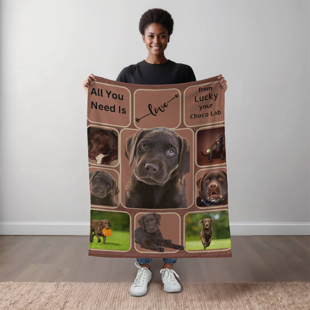 A Photo Personalized Dog Sherpa or Fleece Blanket