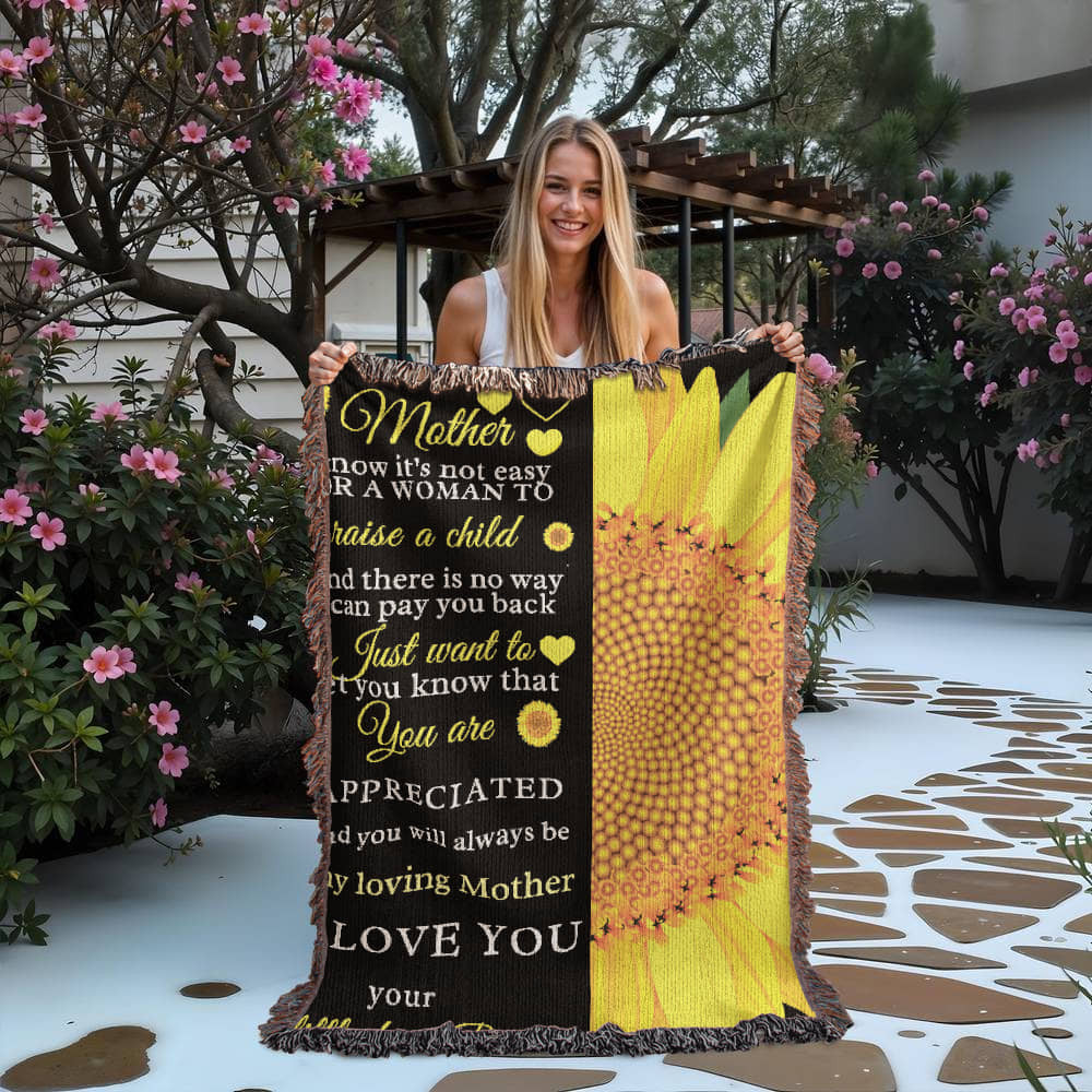 A Sunflower Woven Blanket for Mom from the Son