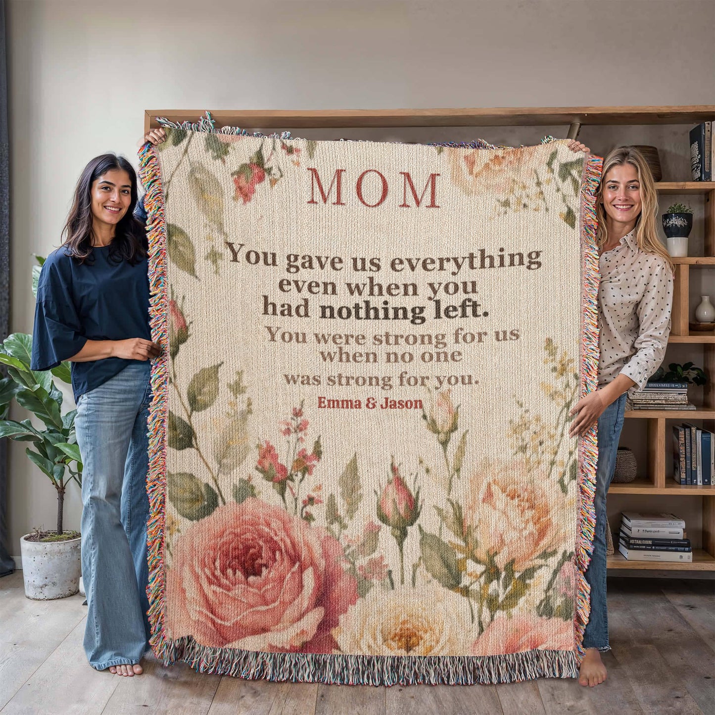 Mom Blanket – “You Gave Us Everything” Woven Throw | Emotional Gift for Mother | Daughter to Mom Gift