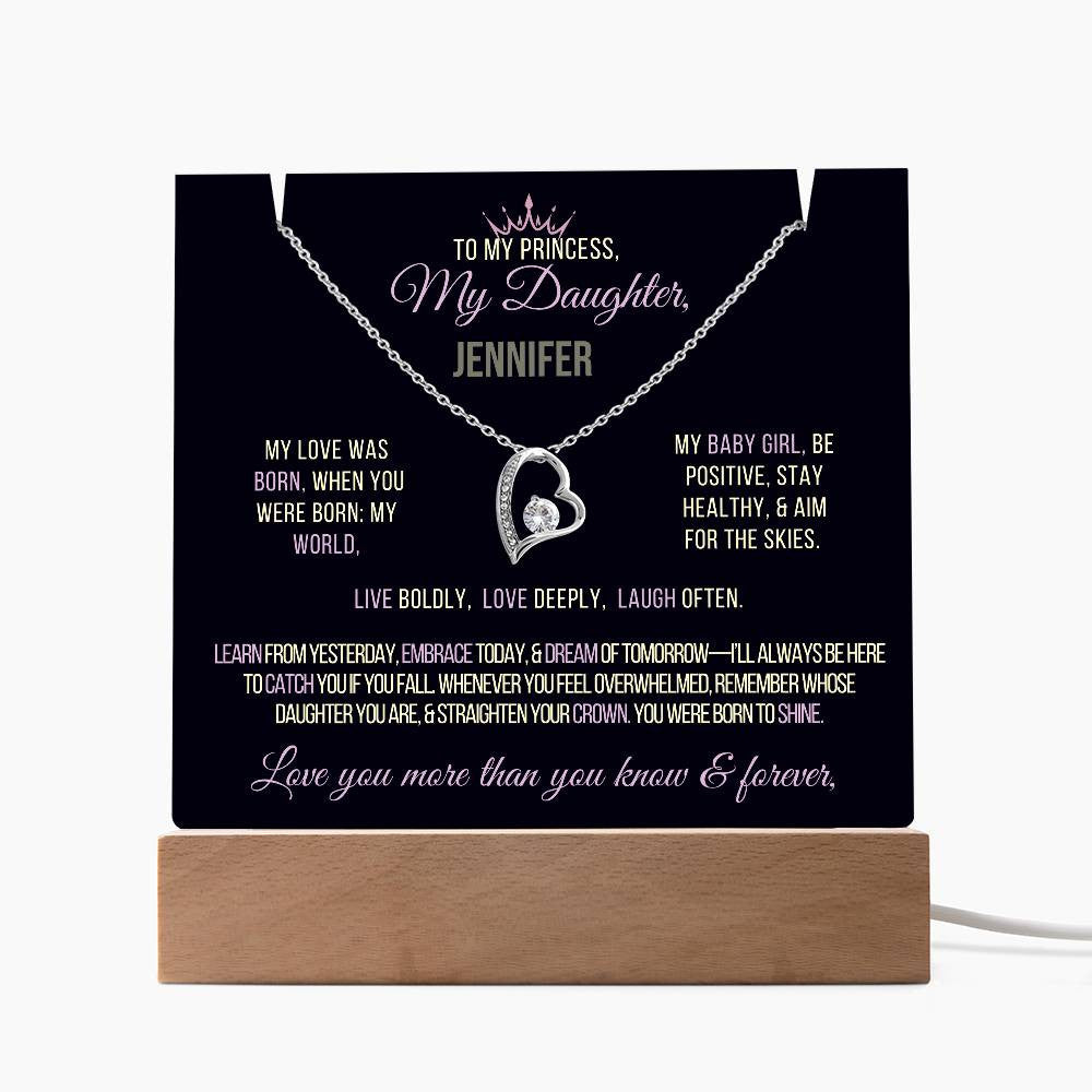 Daughter, My Princess Acrylic Plaque & Necklace Keepsake