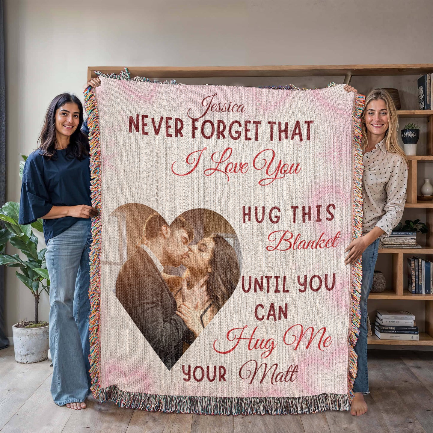 Heart Pink Love Sherpa Fleece or Woven Blanket for Wife, Girlfriend, Partner, or Soulmate