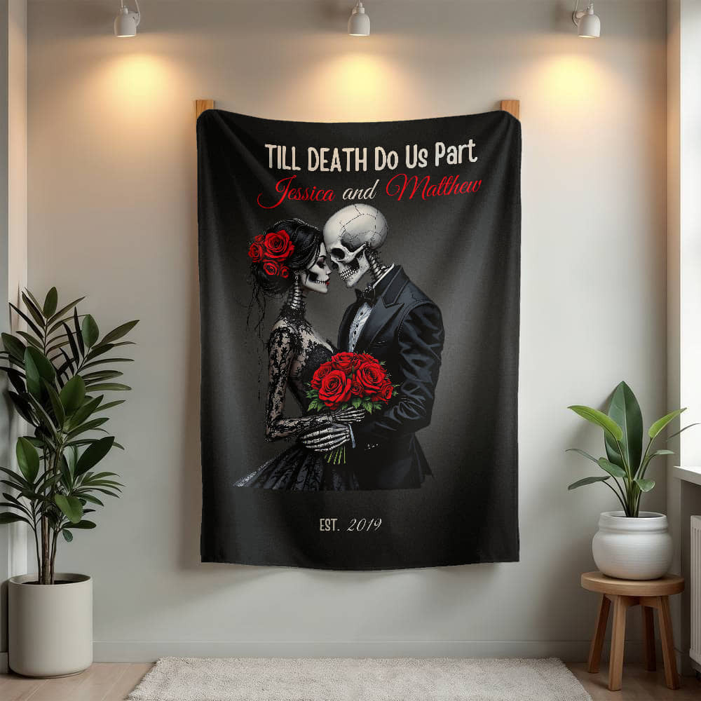 A Skeleton Personalized Love Sherpa or Fleece Blanket