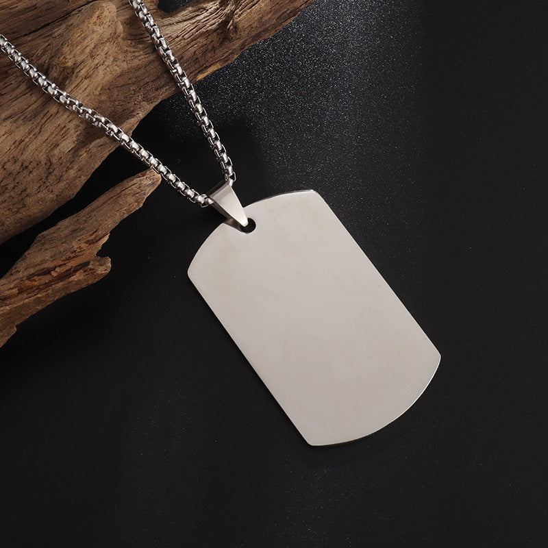 High Polished Dog Tag Necklace Men's Stainless Steel Pendant Necklace