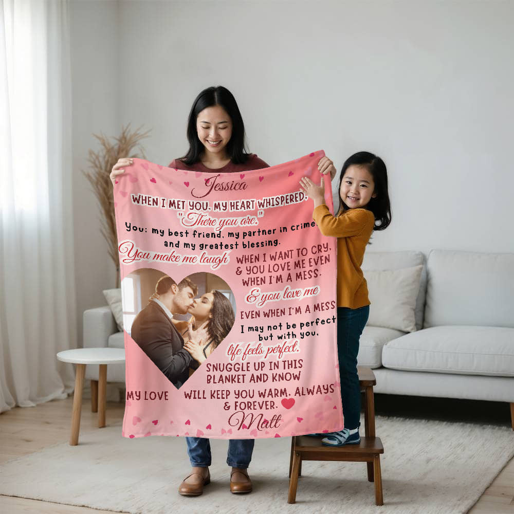 Heart Love Sherpa Fleece Blanket for Wife, Girlfriend, Partner or Soulmate
