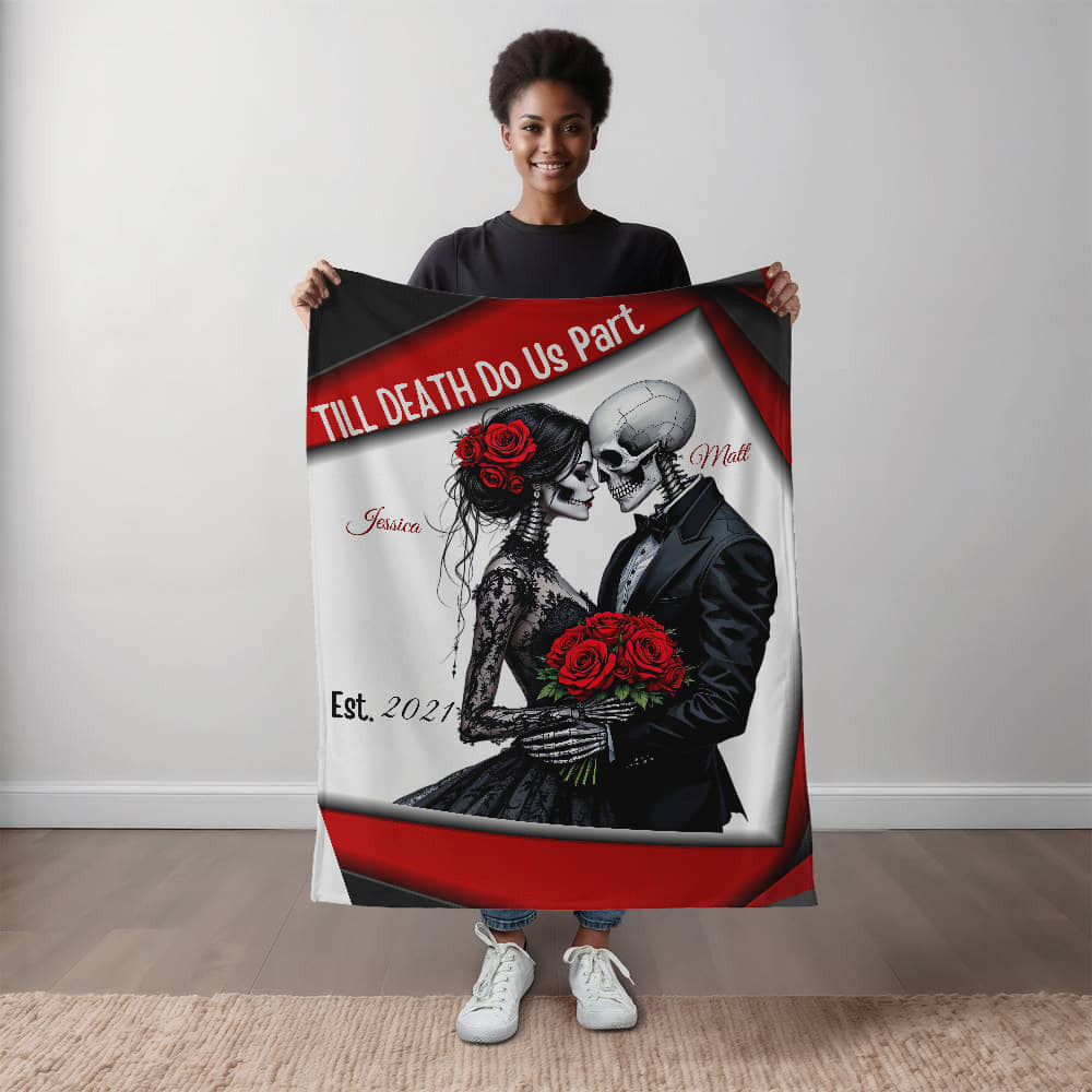 A Skeleton Personalized Love Sherpa or Fleece Blanket