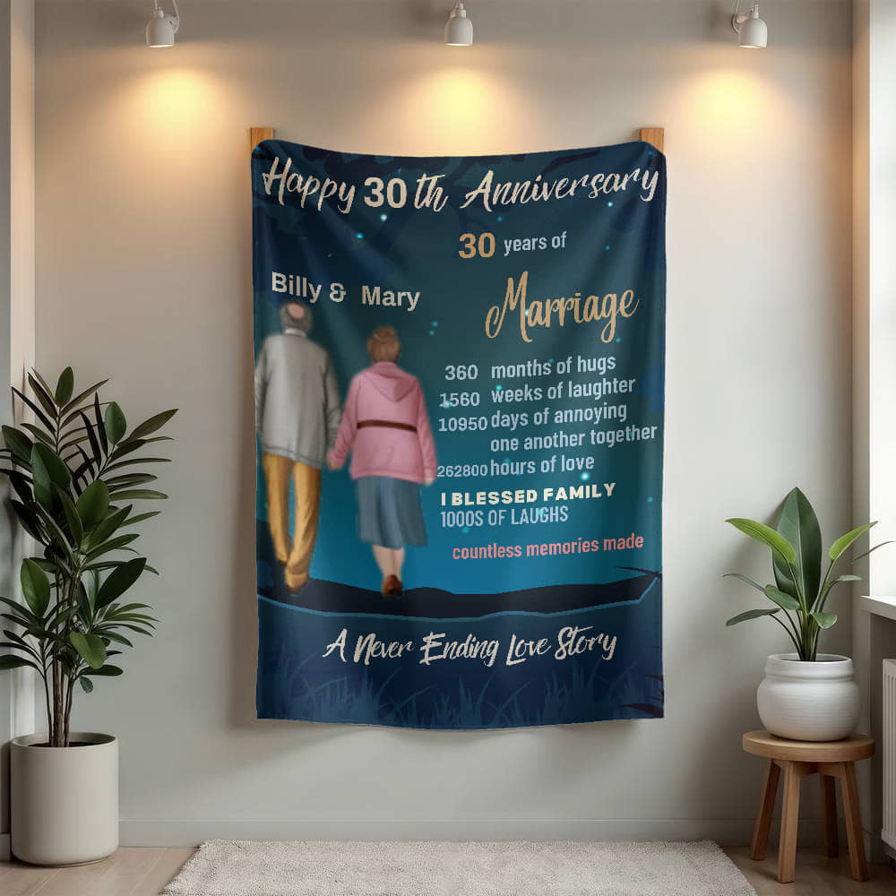 An Aniversary Personalized Sherpa or Fleece Blanket for Older Couple