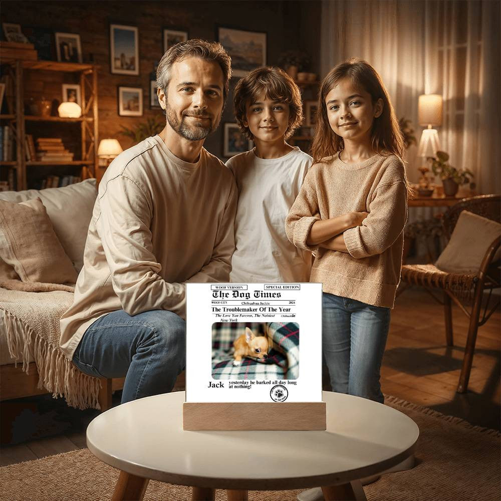 A Personalized Newspaper Dog Acrylic Square Plaque