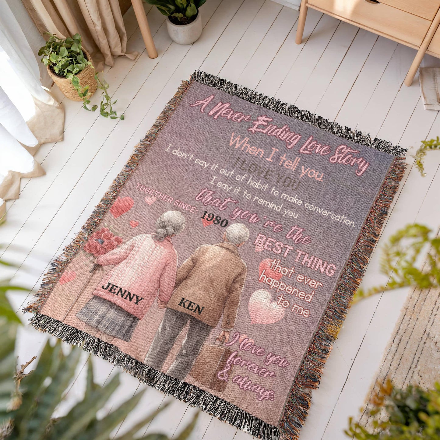 Old Couple Love Sherpa, Fleece or Woven Blanket