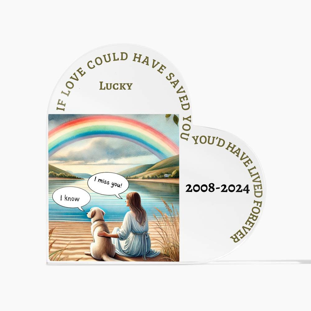 A Dog Memorial, Heart Shaped Acrylic Plaque