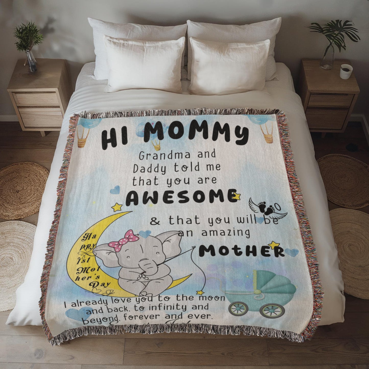 A Custom Fleece Blanket for a New Mom.