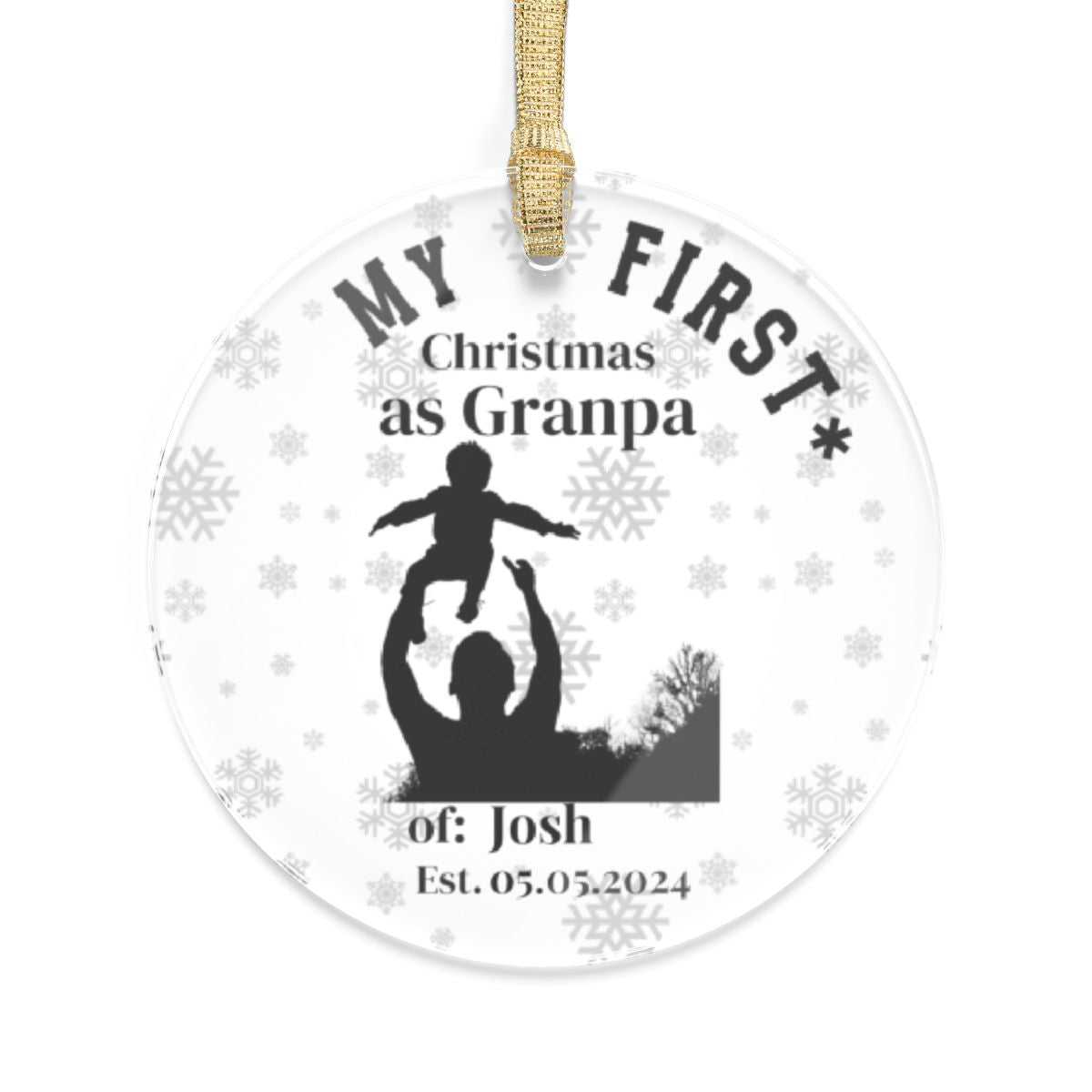 First Christmas As A Grandpa Personalized Ornament With Gramps Babys Photo Custom Keepsake New Grandfather Christmas Ornament Acrylic Gift