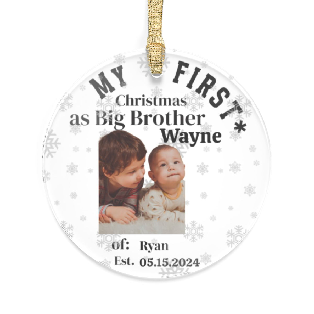 Big Brother Christmas Ornament a Bro And Baby Photo Personalized First Christmas As Brother Custom Keepsake Acrylic New Sibling Tree Decor Gift