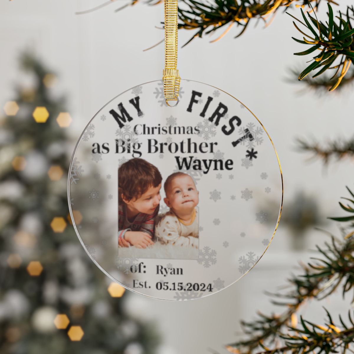Big Brother Christmas Ornament a Bro And Baby Photo Personalized First Christmas As Brother Custom Keepsake Acrylic New Sibling Tree Decor Gift