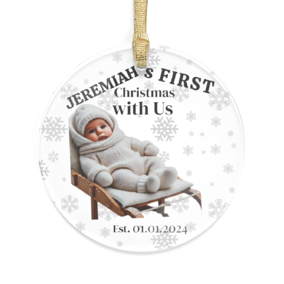 Personalized Gift For Girl Boy First Christmas Custom Ornament for Newborn Baby Custom Photo Name Date Holiday Tree Decor family Keepsake