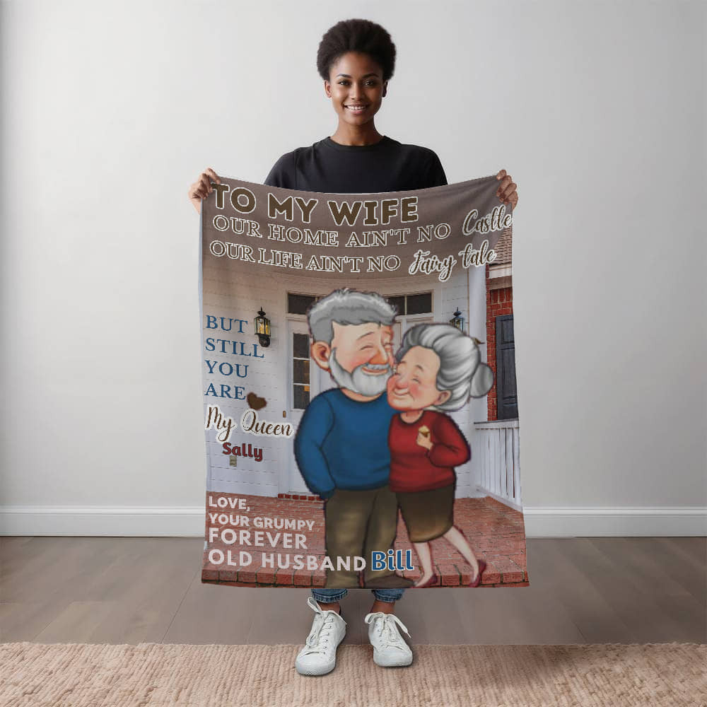 A No Castle Love Sherpa or Fleece Blanket for Older Couples